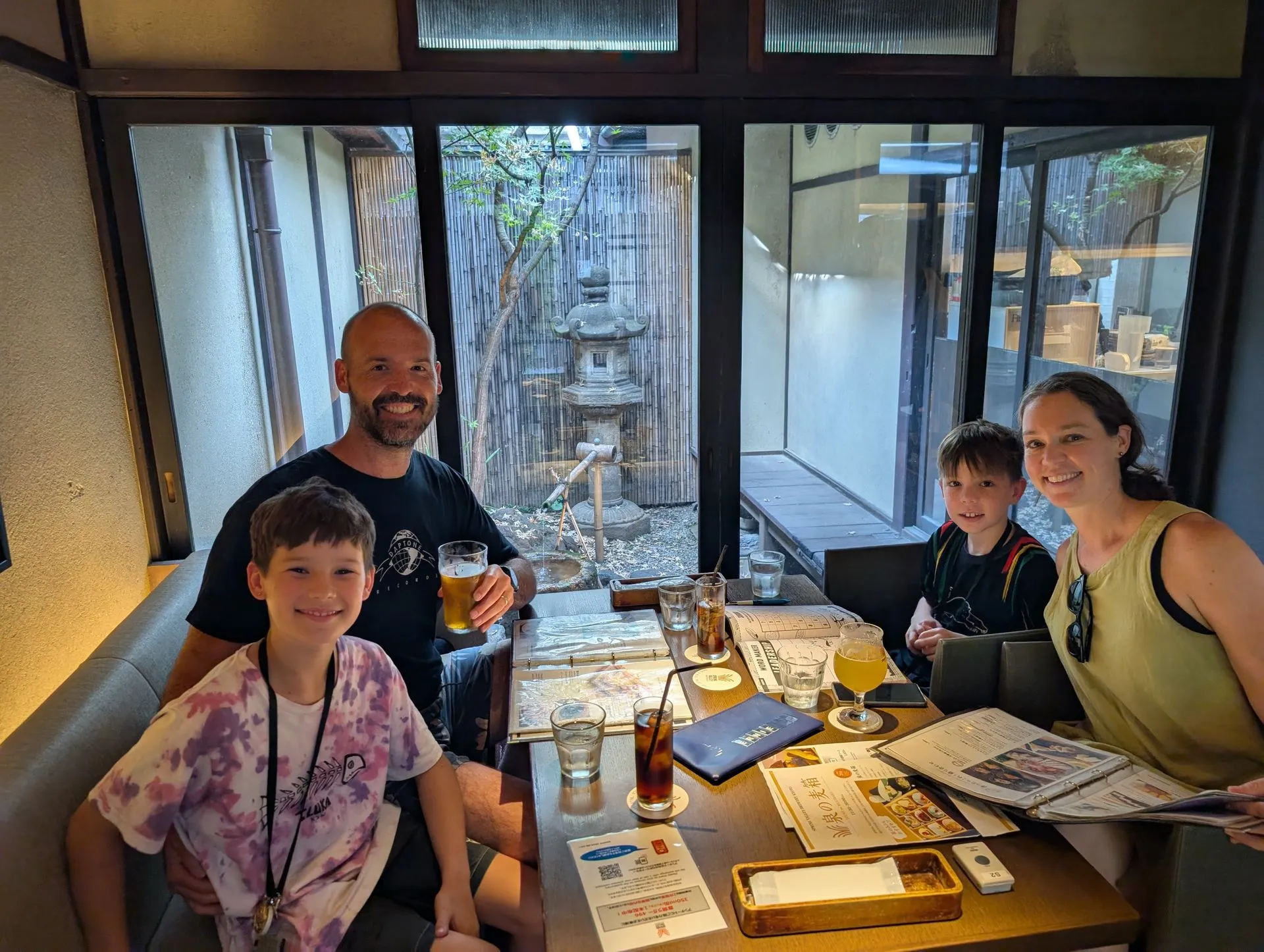 A kaiseki lunch with a garden view at a restaurant near Nishiki, Kyoto