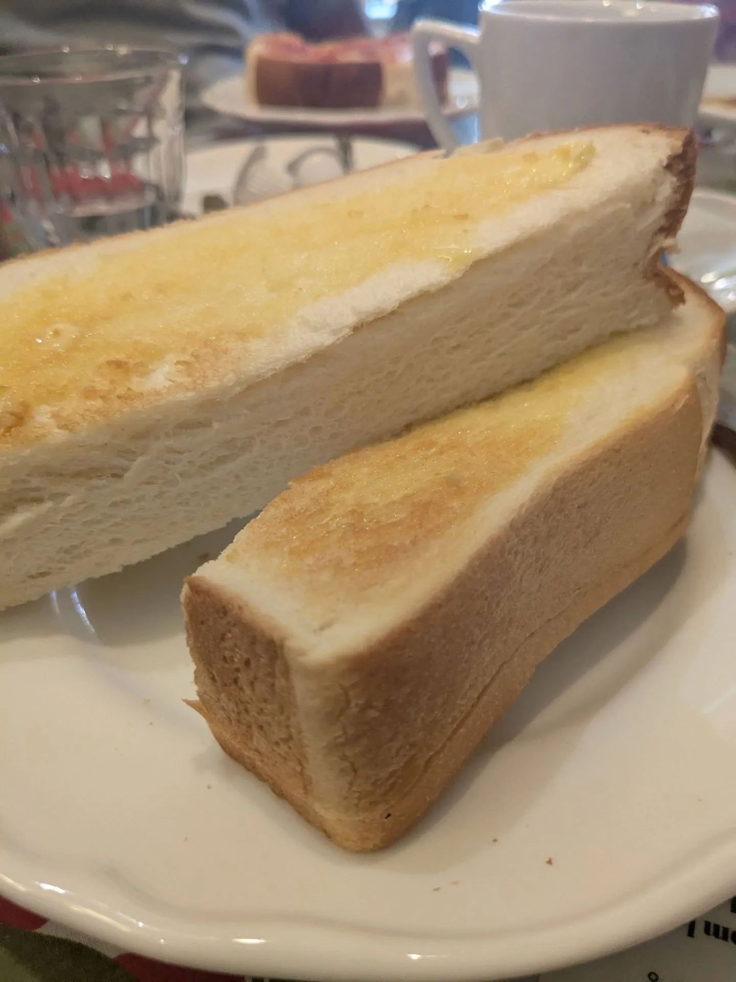 Thick-cut Japanese cafe toast for breakfast in Namba, Osaka