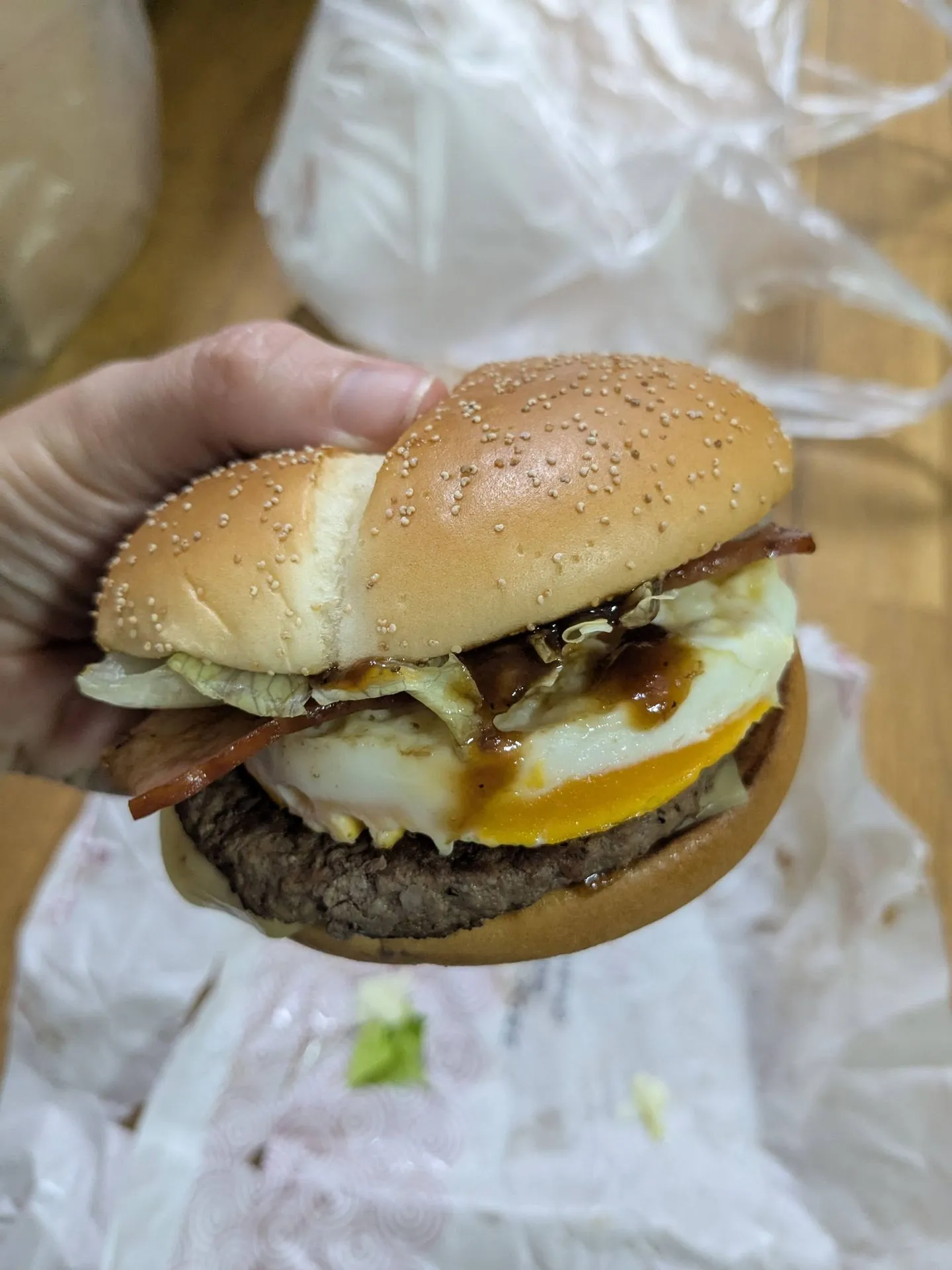 A McDonald's Samurai Mac burger in Shinjuku, Tokyo