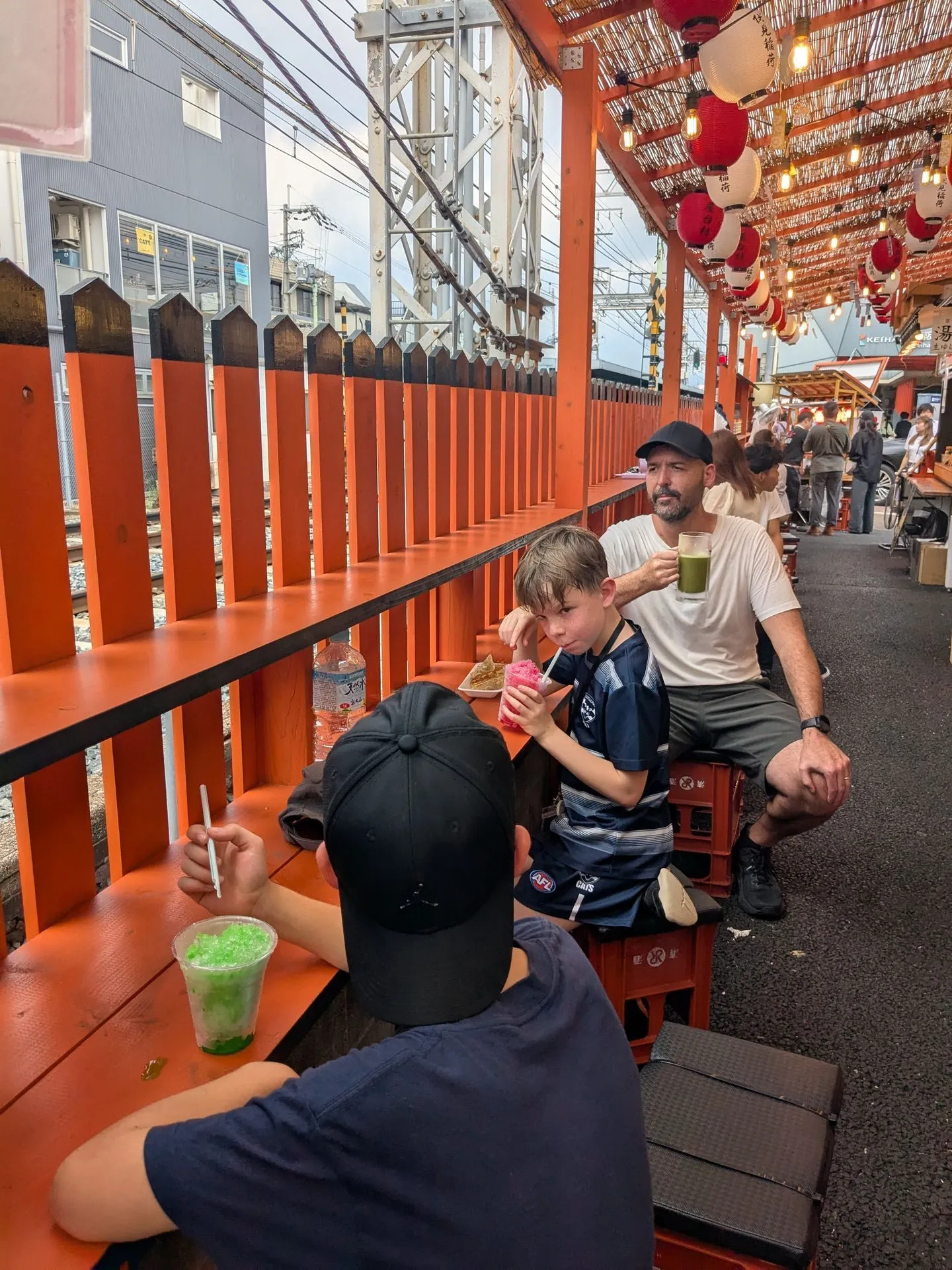 Kakigori shaved ice being held at a Fushimi Inari food stall