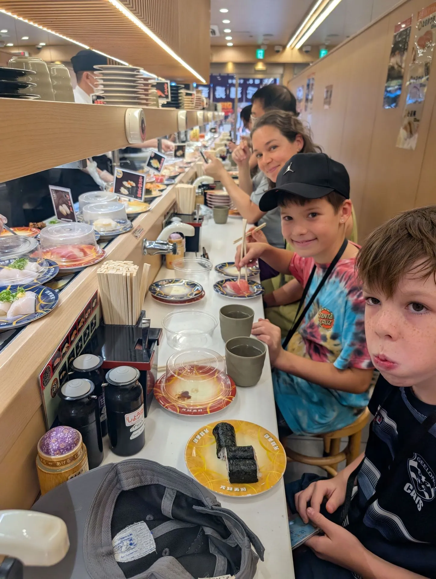 Conveyor belt kaiten sushi restaurant in Osaka
