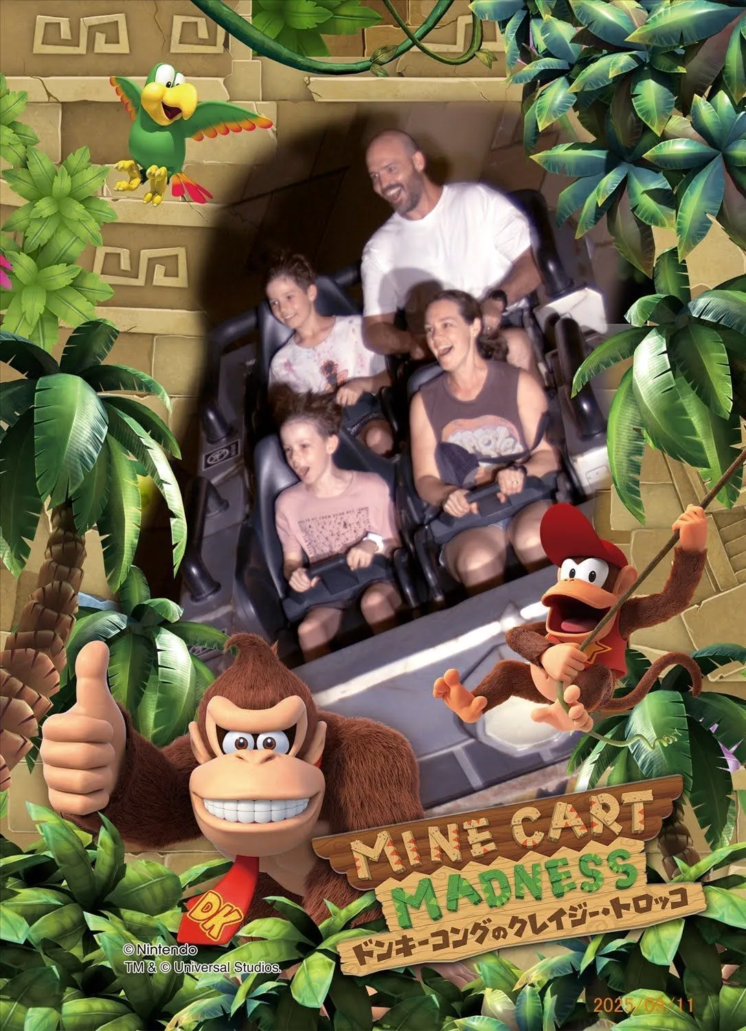 On-ride photo from Mine Cart Madness in Donkey Kong Country at Universal Studios Japan