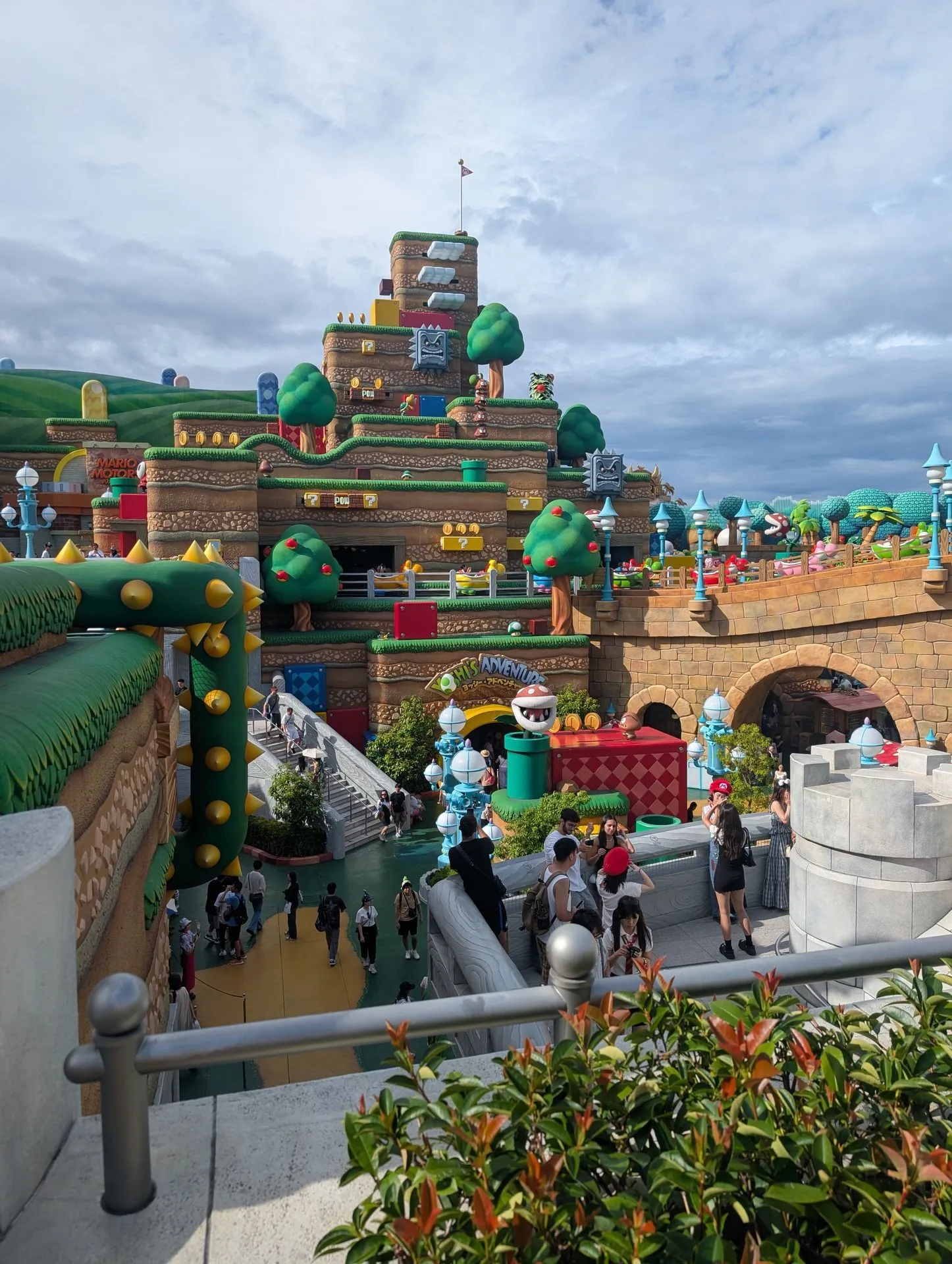 Overview of the colourful Super Nintendo World zone at Universal Studios Japan