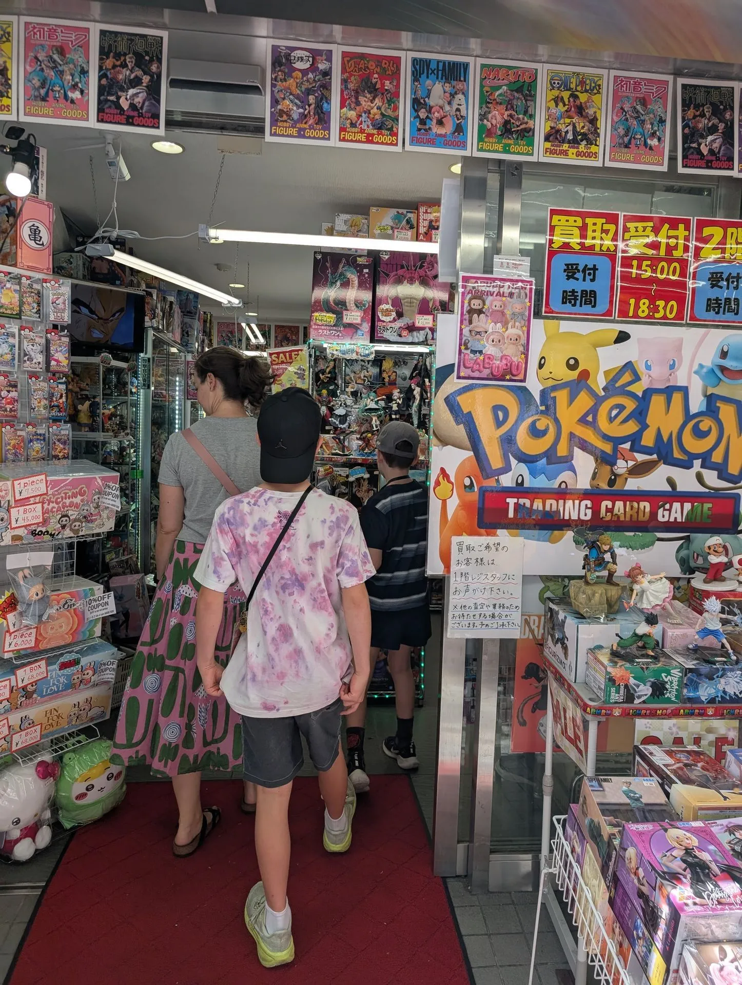 Pokemon trading card shop display in Akihabara Tokyo with booster packs